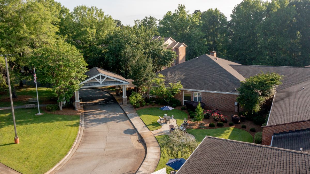 aerial view of community entrance