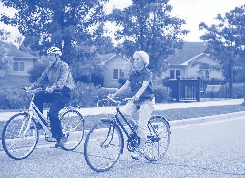 Residents riding bicycles